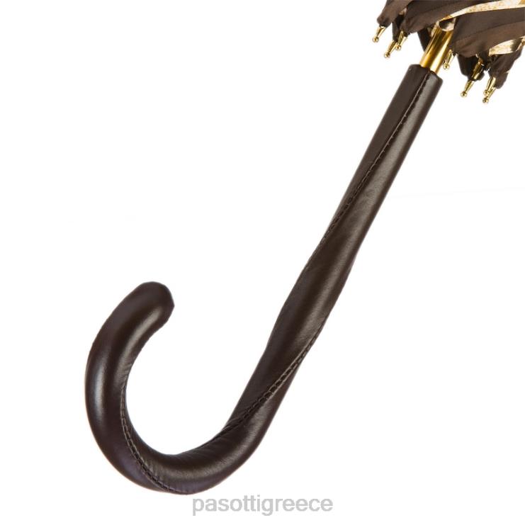 ομπρέλα | PASOTTI 189 1409-61 z16 - καφέ ομπρέλα με εσωτερικό ριγέ τίγρης διπλό ύφασμα 2N6B8421 για άνδρες και γυναίκες